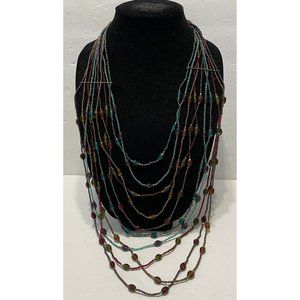 NWT Studio Works Boho Multistrand Seed Bead Beaded Statement Necklace